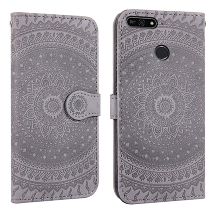 For Huawei Y6 2018 Pressed Printing Pattern Horizontal Flip PU Leather Case with Holder & Card Slots & Wallet & & Lanyard