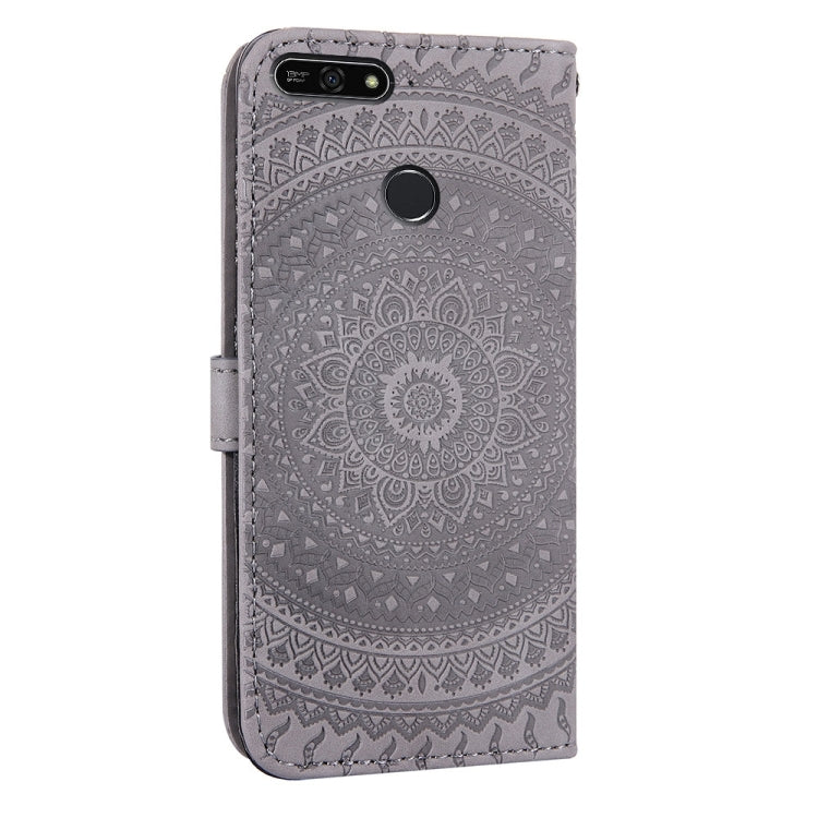 For Huawei Y6 2018 Pressed Printing Pattern Horizontal Flip PU Leather Case with Holder & Card Slots & Wallet & & Lanyard