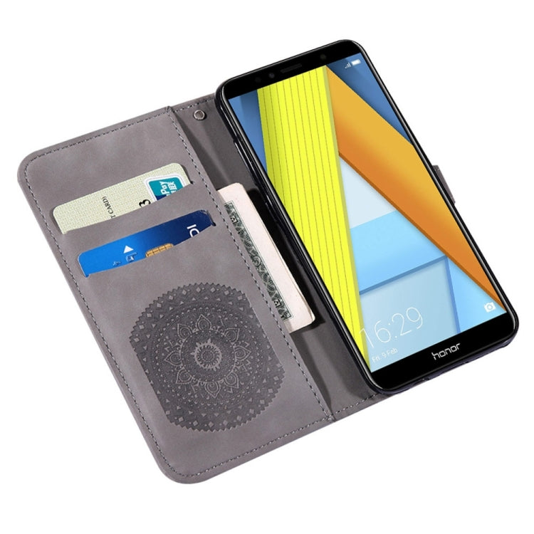 For Huawei Y6 2018 Pressed Printing Pattern Horizontal Flip PU Leather Case with Holder & Card Slots & Wallet & & Lanyard