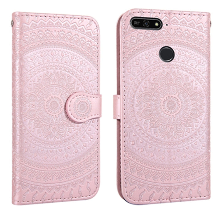 For Huawei Y6 2018 Pressed Printing Pattern Horizontal Flip PU Leather Case with Holder & Card Slots & Wallet & & Lanyard