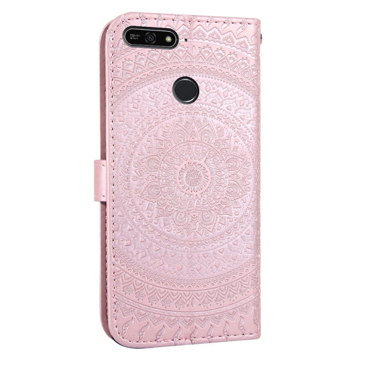 For Huawei Y6 2018 Pressed Printing Pattern Horizontal Flip PU Leather Case with Holder & Card Slots & Wallet & & Lanyard
