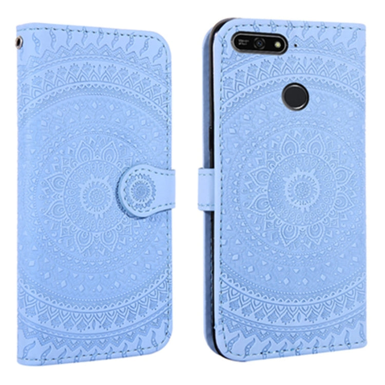 For Huawei Y6 2018 Pressed Printing Pattern Horizontal Flip PU Leather Case with Holder & Card Slots & Wallet & & Lanyard