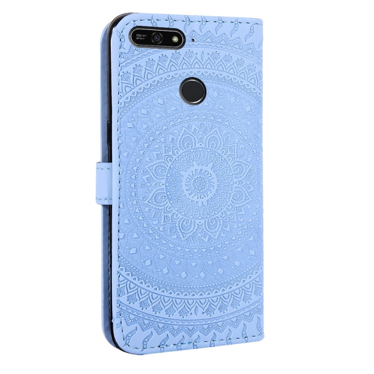 For Huawei Y6 2018 Pressed Printing Pattern Horizontal Flip PU Leather Case with Holder & Card Slots & Wallet & & Lanyard