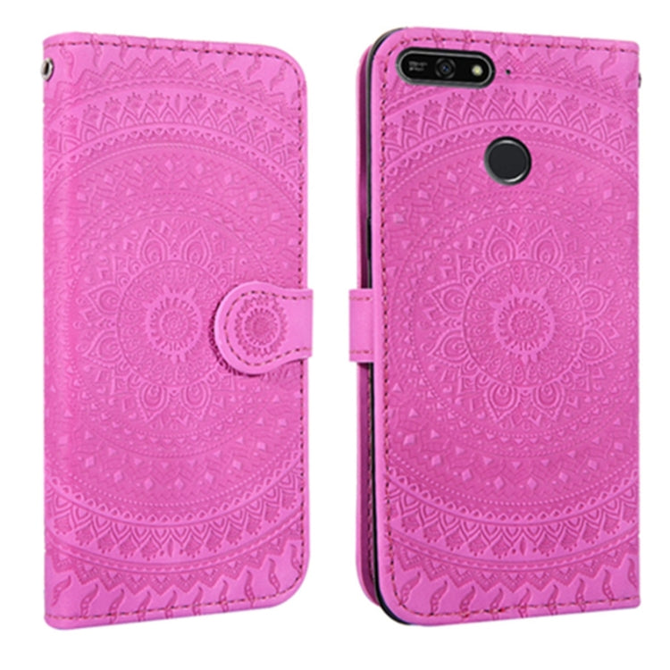 For Huawei Y6 2018 Pressed Printing Pattern Horizontal Flip PU Leather Case with Holder & Card Slots & Wallet & & Lanyard