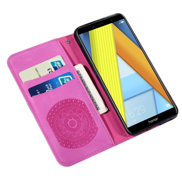 For Huawei Y6 2018 Pressed Printing Pattern Horizontal Flip PU Leather Case with Holder & Card Slots & Wallet & & Lanyard