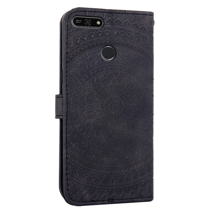 For Huawei Y6 2018 Pressed Printing Pattern Horizontal Flip PU Leather Case with Holder & Card Slots & Wallet & & Lanyard