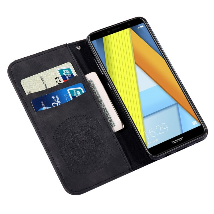 For Huawei Y6 2018 Pressed Printing Pattern Horizontal Flip PU Leather Case with Holder & Card Slots & Wallet & & Lanyard