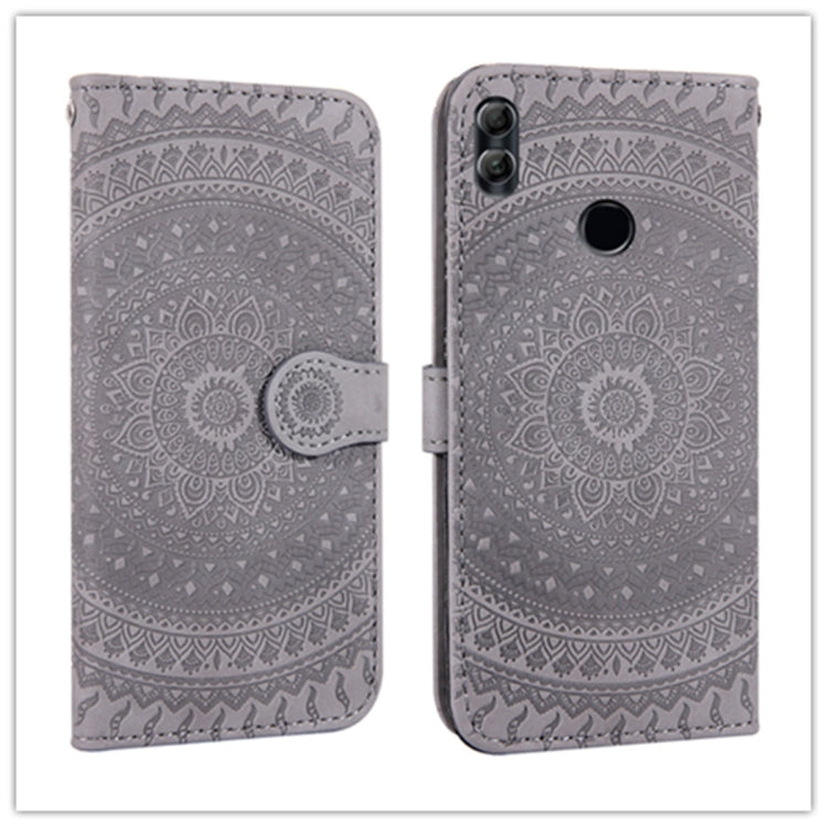 For Huawei Y6 2019 Pressed Printing Pattern Horizontal Flip PU Leather Case with Holder & Card Slots & Wallet & & Lanyard