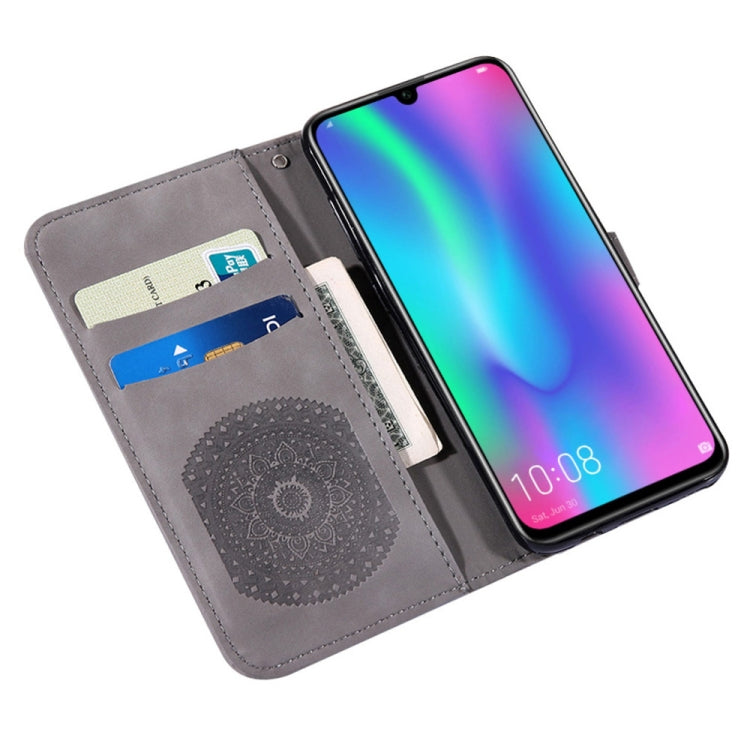 For Huawei Y6 2019 Pressed Printing Pattern Horizontal Flip PU Leather Case with Holder & Card Slots & Wallet & & Lanyard