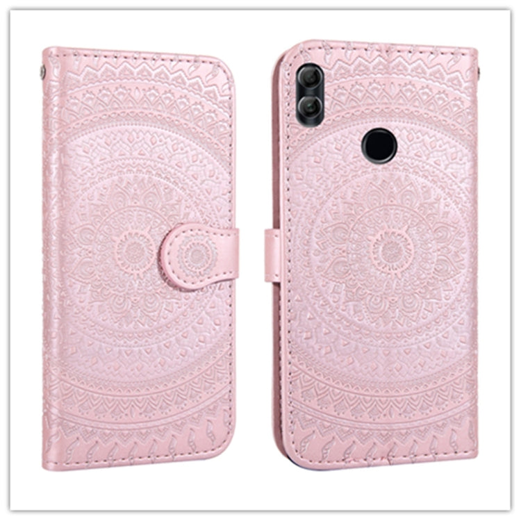 For Huawei Y6 2019 Pressed Printing Pattern Horizontal Flip PU Leather Case with Holder & Card Slots & Wallet & & Lanyard