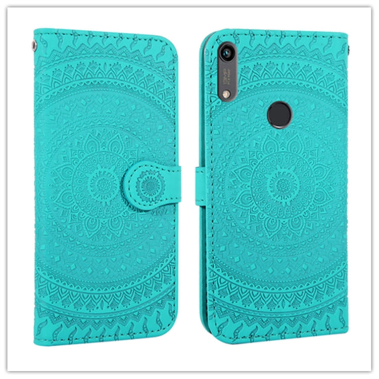 For Huawei Y6 2019 Pressed Printing Pattern Horizontal Flip PU Leather Case with Holder & Card Slots & Wallet & & Lanyard