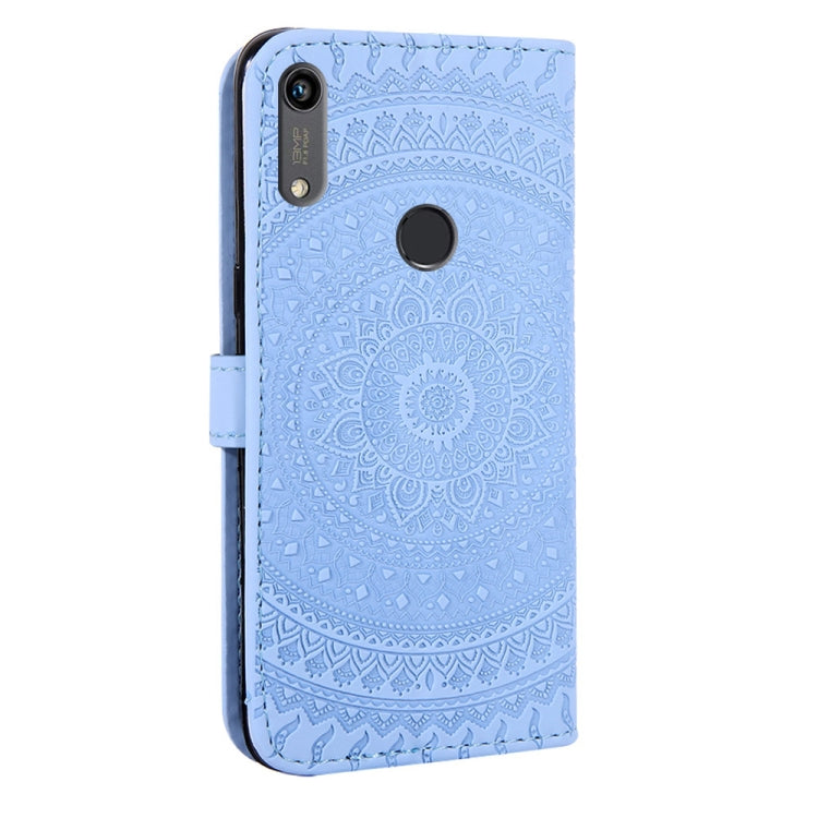 For Huawei Y6 2019 Pressed Printing Pattern Horizontal Flip PU Leather Case with Holder & Card Slots & Wallet & & Lanyard