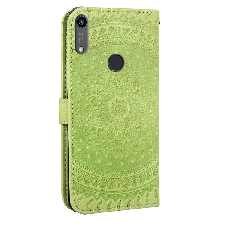 For Huawei Y6 2019 Pressed Printing Pattern Horizontal Flip PU Leather Case with Holder & Card Slots & Wallet & & Lanyard