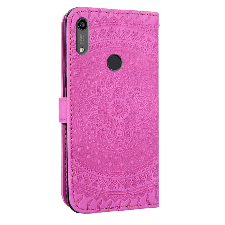 For Huawei Y6 2019 Pressed Printing Pattern Horizontal Flip PU Leather Case with Holder & Card Slots & Wallet & & Lanyard