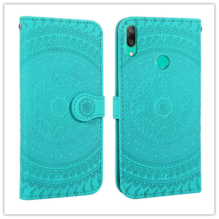 For Huawei Y7 2019 Pressed Printing Pattern Horizontal Flip PU Leather Case with Holder & Card Slots & Wallet & & Lanyard