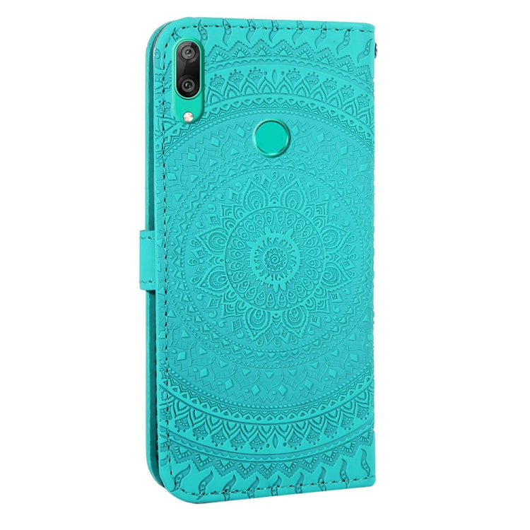 For Huawei Y7 2019 Pressed Printing Pattern Horizontal Flip PU Leather Case with Holder & Card Slots & Wallet & & Lanyard
