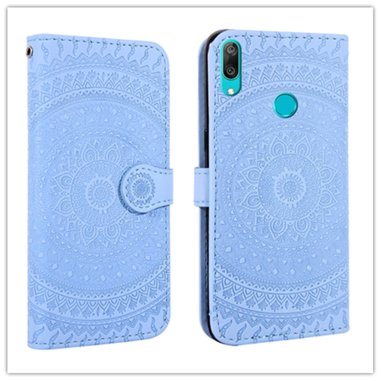 For Huawei Y7 2019 Pressed Printing Pattern Horizontal Flip PU Leather Case with Holder & Card Slots & Wallet & & Lanyard