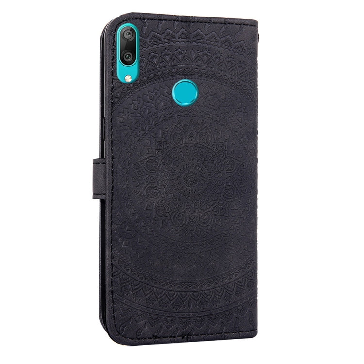 For Huawei Y7 2019 Pressed Printing Pattern Horizontal Flip PU Leather Case with Holder & Card Slots & Wallet & & Lanyard