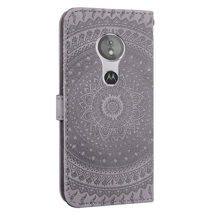 For Motorola Moto E5 Pressed Printing Pattern Horizontal Flip PU Leather Case with Holder & Card Slots & Wallet & & Lanyard