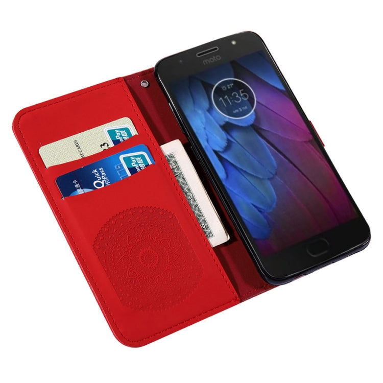 For Motorola Moto E5 Pressed Printing Pattern Horizontal Flip PU Leather Case with Holder & Card Slots & Wallet & & Lanyard