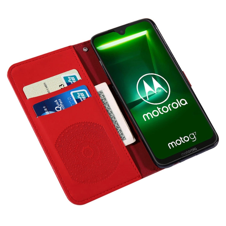 For Motorola Moto G7 Pressed Printing Pattern Horizontal Flip PU Leather Case with Holder & Card Slots & Wallet & & Lanyard