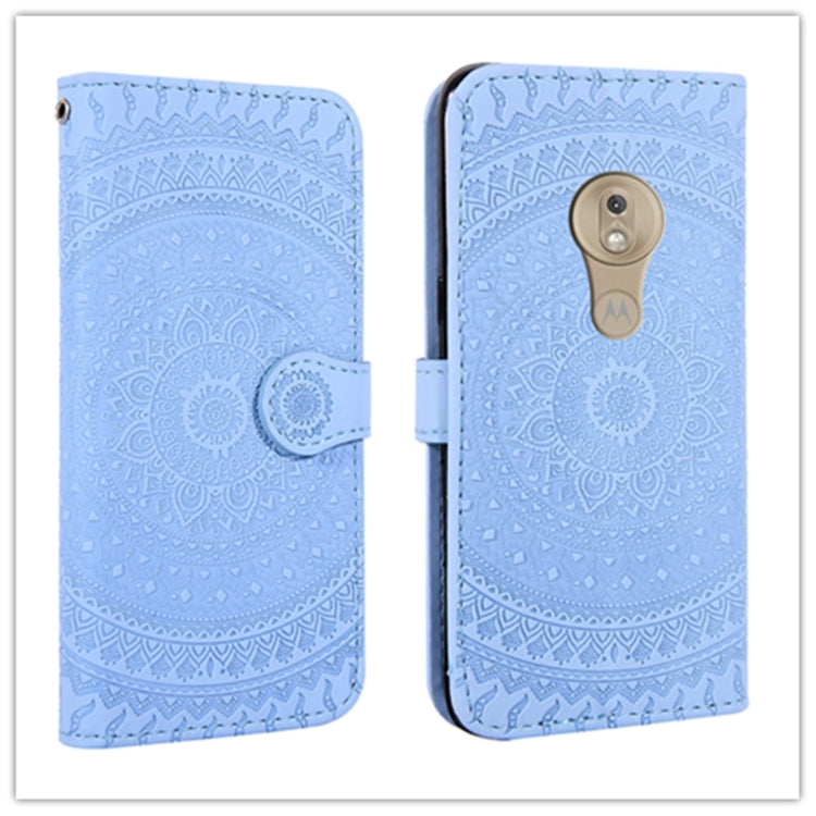 For Motorola Moto G7 Play Pressed Printing Pattern Horizontal Flip PU Leather Case with Holder & Card Slots & Wallet & & Lanyard