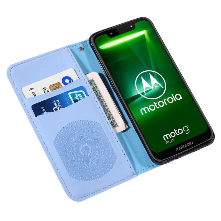 For Motorola Moto G7 Play Pressed Printing Pattern Horizontal Flip PU Leather Case with Holder & Card Slots & Wallet & & Lanyard