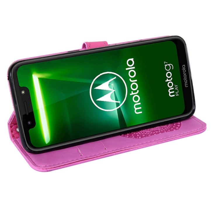 For Motorola Moto G7 Play Pressed Printing Pattern Horizontal Flip PU Leather Case with Holder & Card Slots & Wallet & & Lanyard