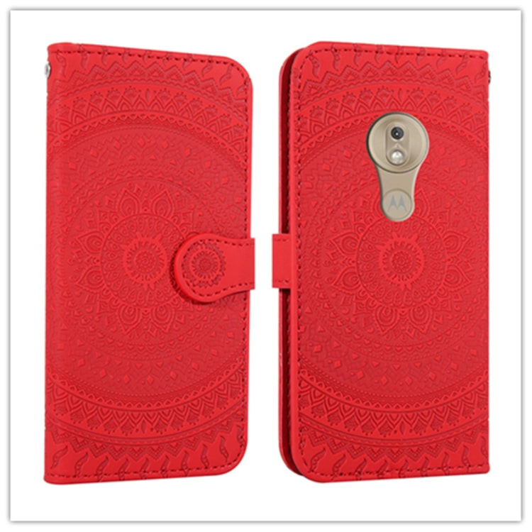For Motorola Moto G7 Play Pressed Printing Pattern Horizontal Flip PU Leather Case with Holder & Card Slots & Wallet & & Lanyard