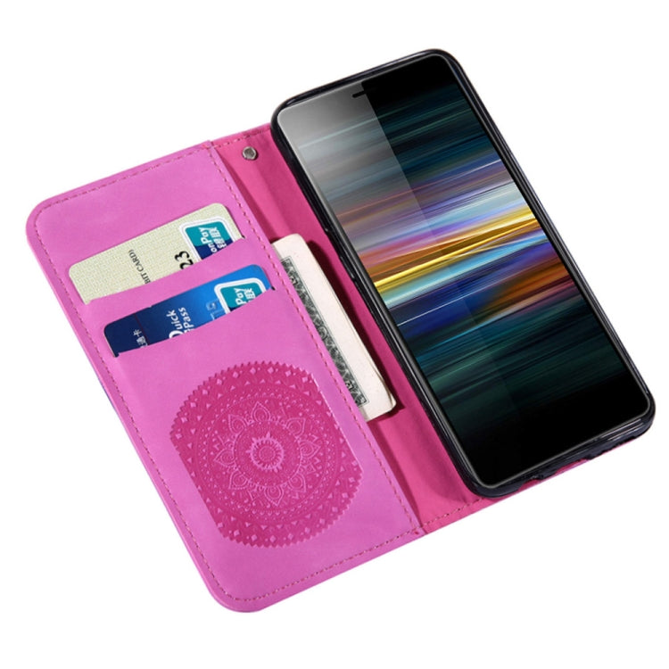 For Sony Xperia L3 Pressed Printing Pattern Horizontal Flip PU Leather Case with Holder & Card Slots & Wallet & & Lanyard