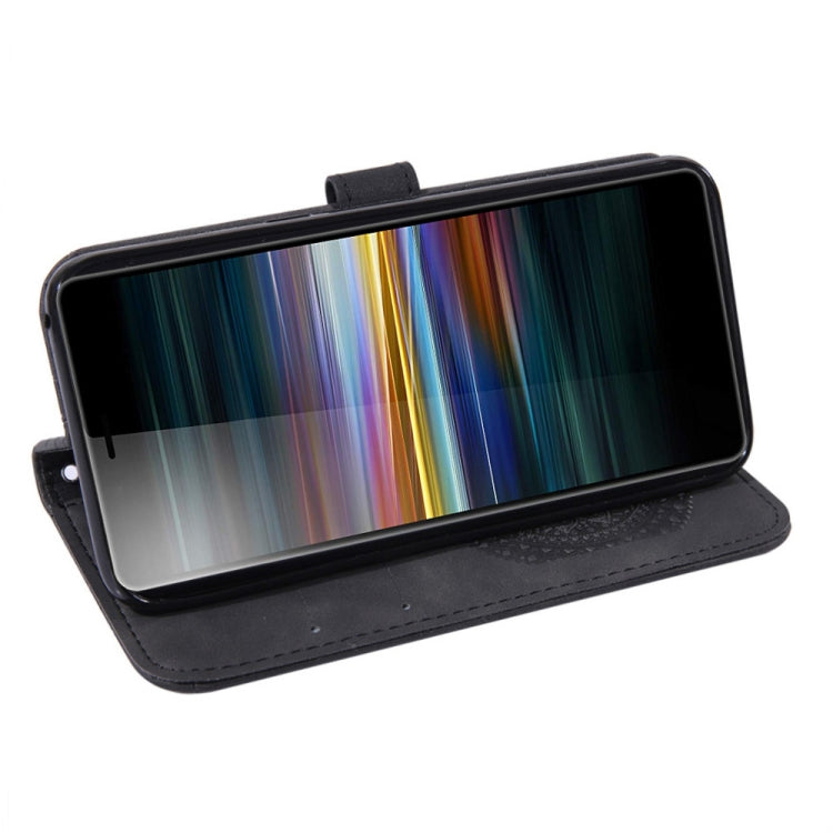 For Sony Xperia L3 Pressed Printing Pattern Horizontal Flip PU Leather Case with Holder & Card Slots & Wallet & & Lanyard