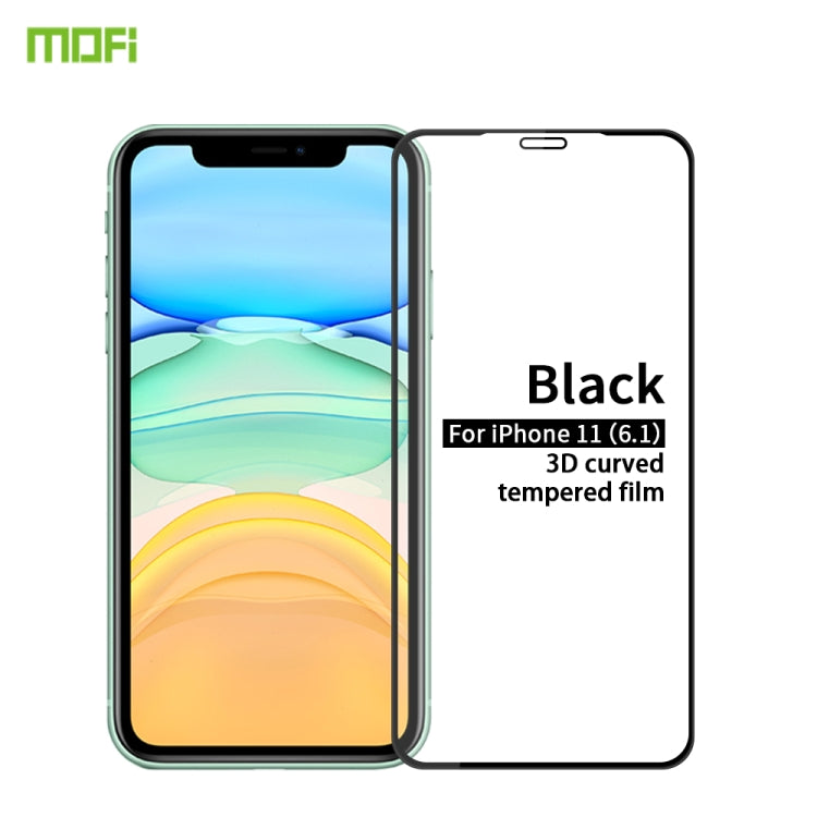 For iPhone 11 MOFI 9H 3D Explosion-proof Curved Screen Tempered Glass Film(Black)