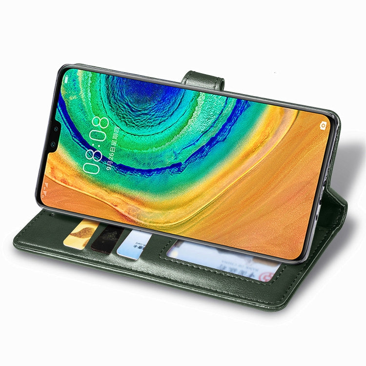For Huawei Mate 30 Hat-Prince Litchi Texture Horizontal Flip Leather Case with Card Slots Green