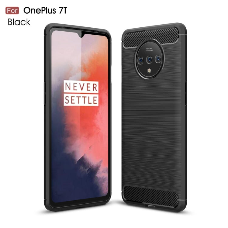 For Oneplus 7T Brushed Texture Carbon Fiber TPU Case