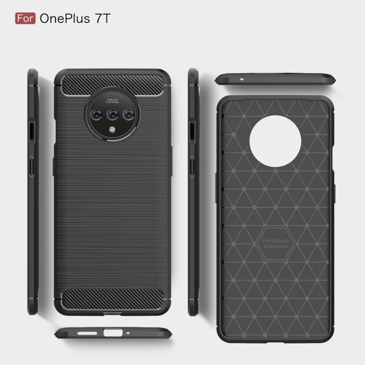 For Oneplus 7T Brushed Texture Carbon Fiber TPU Case