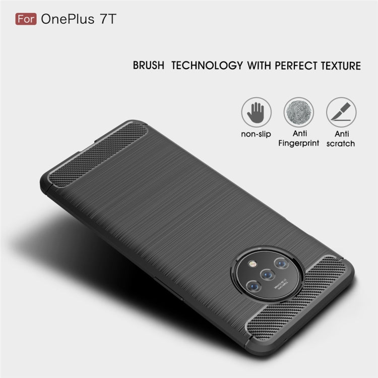 For Oneplus 7T Brushed Texture Carbon Fiber TPU Case