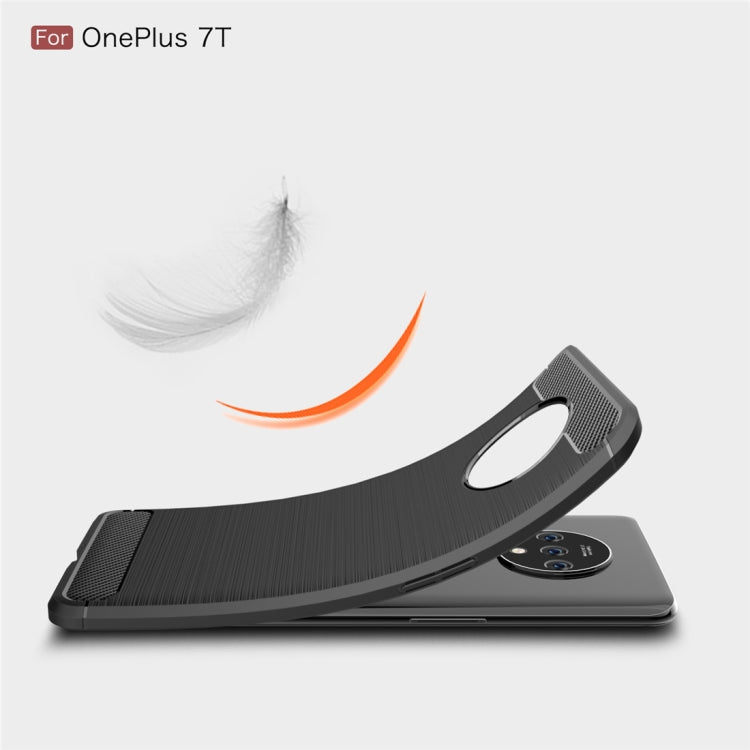 For Oneplus 7T Brushed Texture Carbon Fiber TPU Case