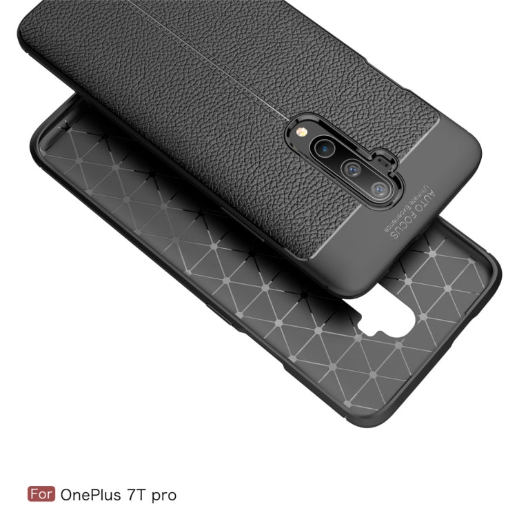 For Oneplus 7T Pro Litchi Texture TPU Shockproof Case(Black)