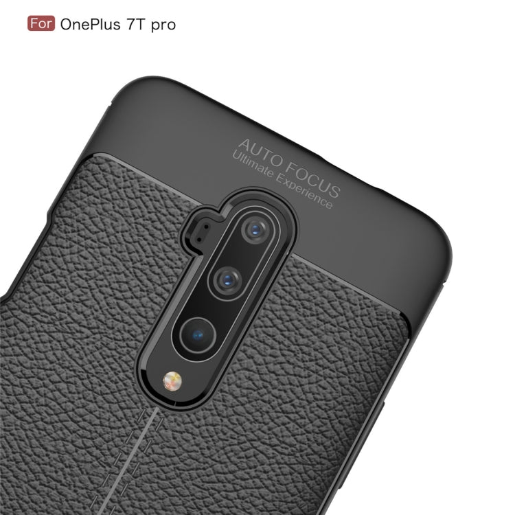 For Oneplus 7T Pro Litchi Texture TPU Shockproof Case(Black)