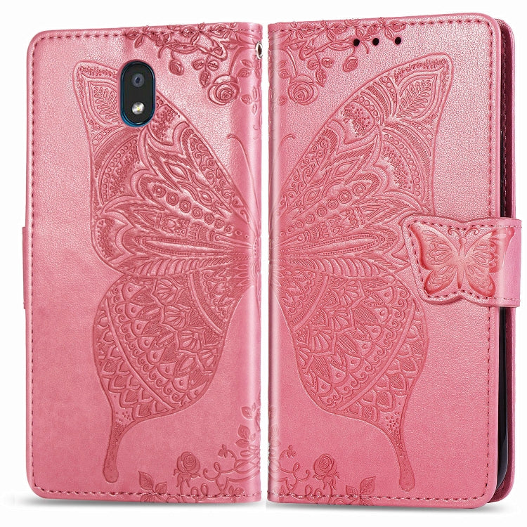 For LG K30 2019 Butterfly Love Flower Embossed Horizontal Flip Leather Case with Bracket Lanyard Card Slot Wallet