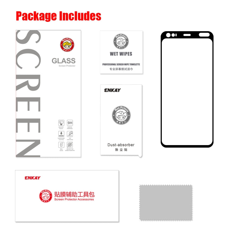 For Google Pixel 4 XL ENKAY Hat-prince Full Glue 0.26mm 9H 2.5D Tempered Glass Full Coverage Film