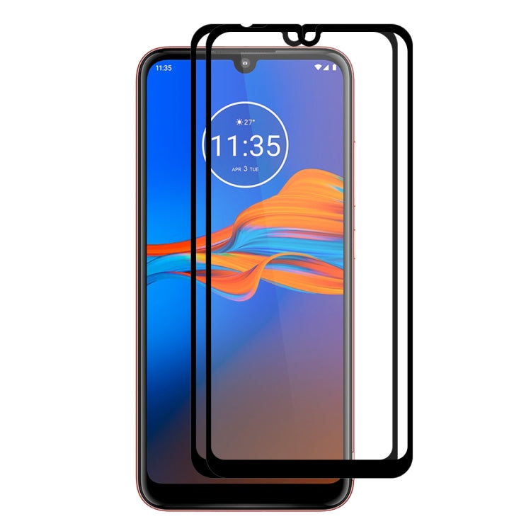 For Motorola Moto E6 Plus 2 PCS ENKAY Hat-prince Full Glue 0.26mm 9H 2.5D Tempered Glass Full Coverage Film
