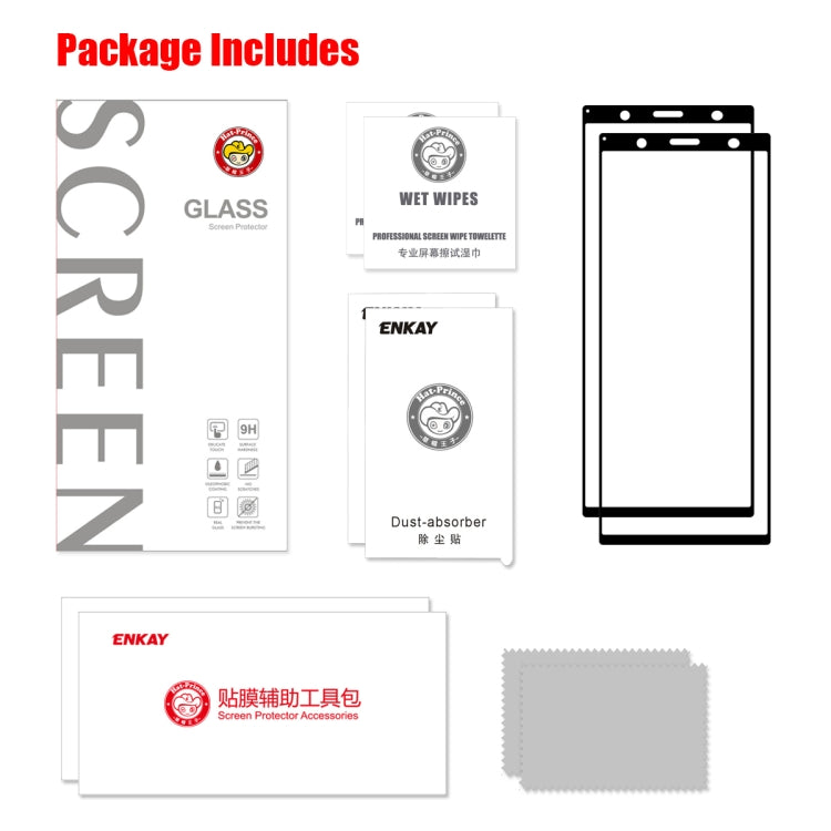 For Sony Xperia 5 2 PCS ENKAY Hat-prince Full Glue 0.26mm 9H 2.5D Tempered Glass Full Coverage Film