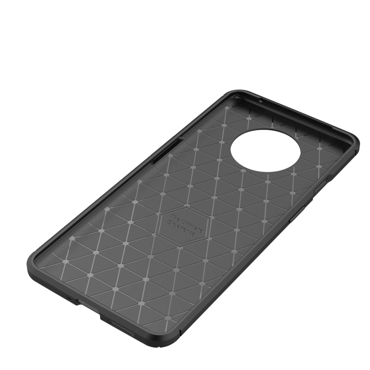 For One Plus 7T Carbon Fiber Texture Shockproof TPU Case(Brown)