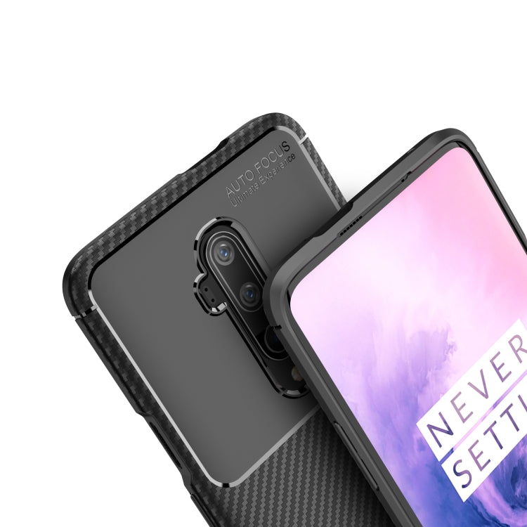 For One Plus 7T Pro Carbon Fiber Texture Shockproof TPU Case(Black)
