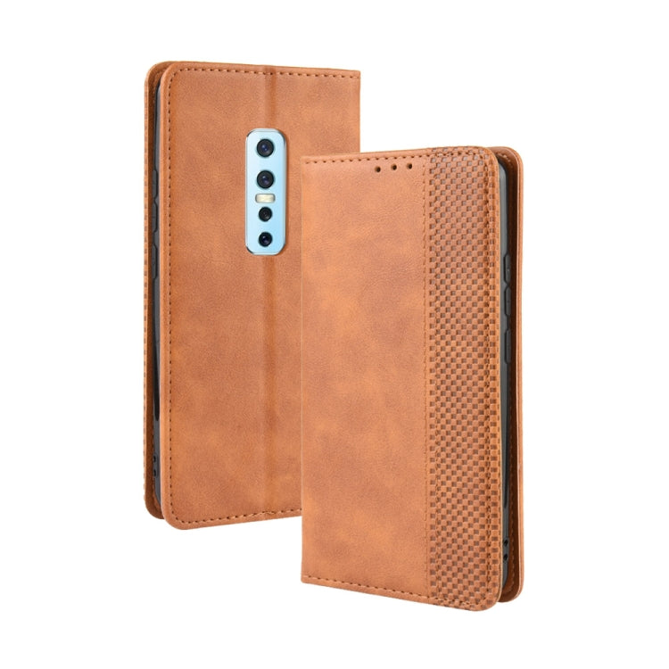 For Vivo V17 Pro Magnetic Buckle Retro Crazy Horse Texture Horizontal Flip Leather Case with Holder & Card Slots & Photo Frame