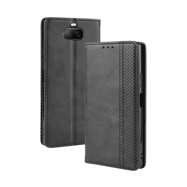 For Sony Xperia 8 Magnetic Buckle Retro Crazy Horse Texture Horizontal Flip Leather Case with Holder & Card Slots & Photo Frame