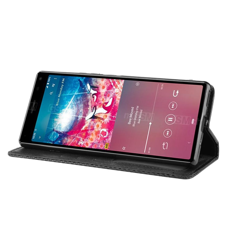 For Sony Xperia 8 Magnetic Buckle Retro Crazy Horse Texture Horizontal Flip Leather Case with Holder & Card Slots & Photo Frame