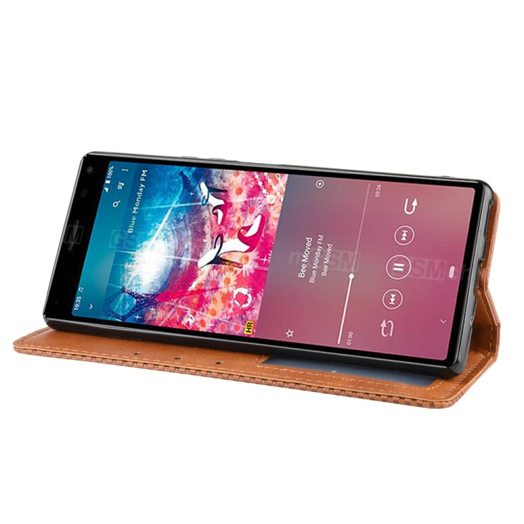 For Sony Xperia 8 Magnetic Buckle Retro Crazy Horse Texture Horizontal Flip Leather Case with Holder & Card Slots & Photo Frame
