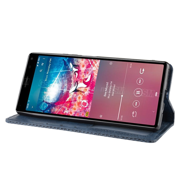 For Sony Xperia 8 Magnetic Buckle Retro Crazy Horse Texture Horizontal Flip Leather Case with Holder & Card Slots & Photo Frame